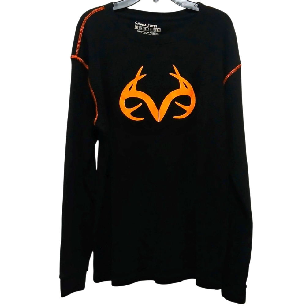 REALTREE Size M Black & Orange Thermal L/Sleeve Men's Shirt